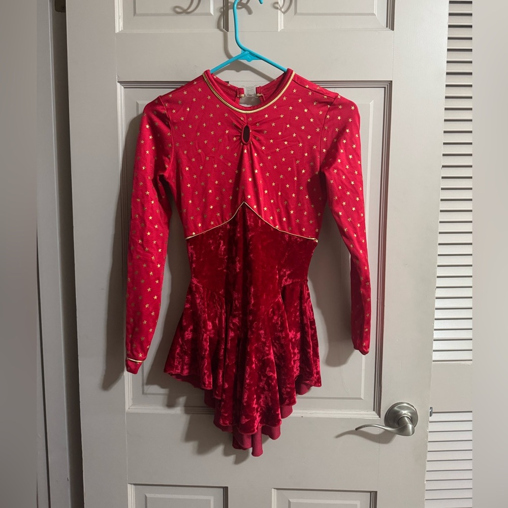 Sparkling Red and Gold Kids Dance Costume